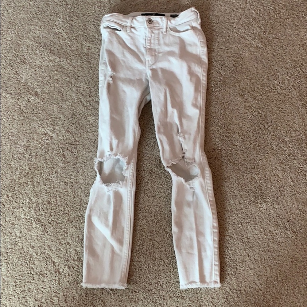 White high waisted ripped jeans